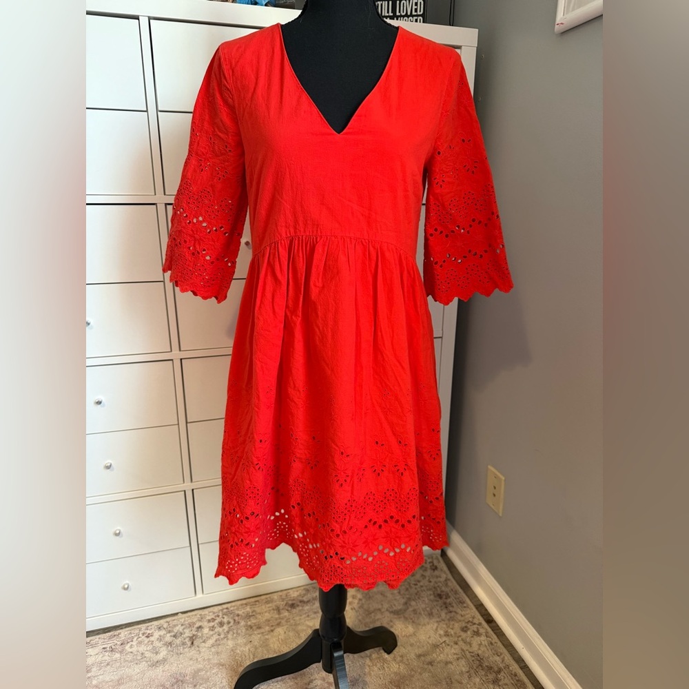 Madewell Red Eyelet Dress